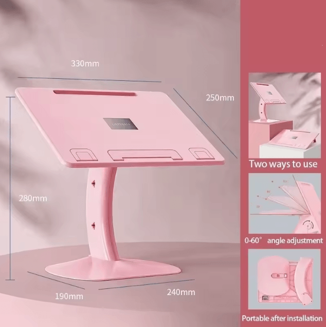 Eary Book and Laptop Holder Stand with Stable Base and Elastic Page Clips