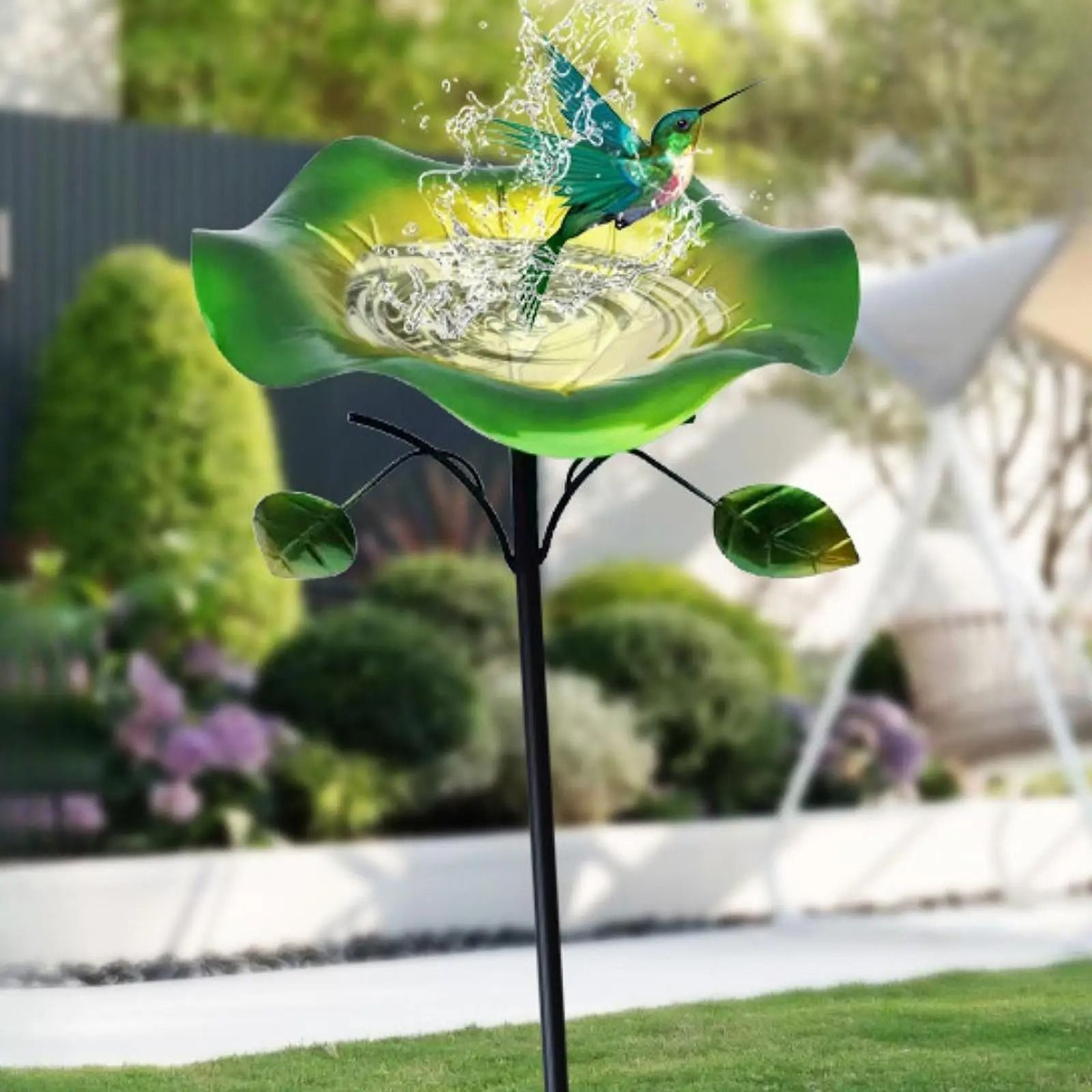 Freestanding Metal Bird Bath and Feeder for Outdoor Decor