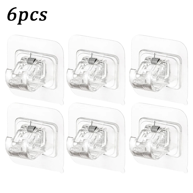 Self Adhesive Curtain Rod Clip Adjustable Clamp Hook Wall Bracket Holder Nail-Free Wall Hanging Clip