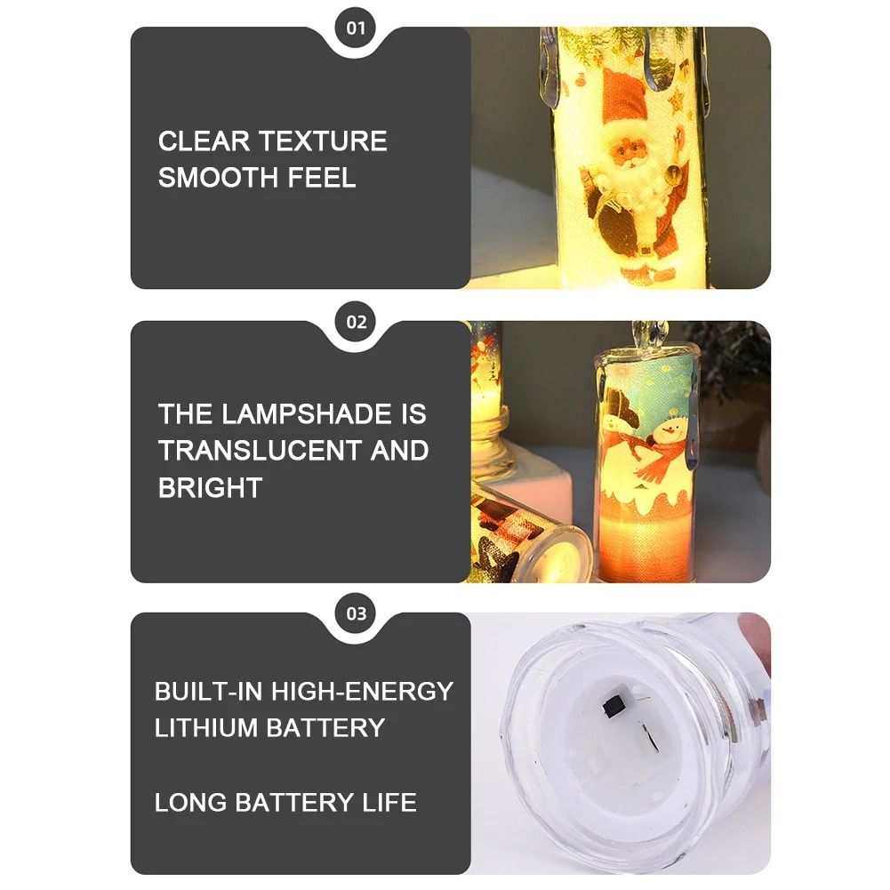 Christmas LED Flameless Candle Set with Santa Projection