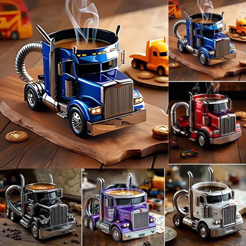 Semi Truck Coffee Mug Handcrafted Novelty Truck Coffee Cup Unique Vehicle Shaped Mug