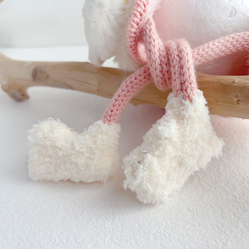 Warm Ear Protection Hat Velvet Lining Kids, Children Woolen Knit Hats, Cute Animal Baby Earmuffs Cap Winter