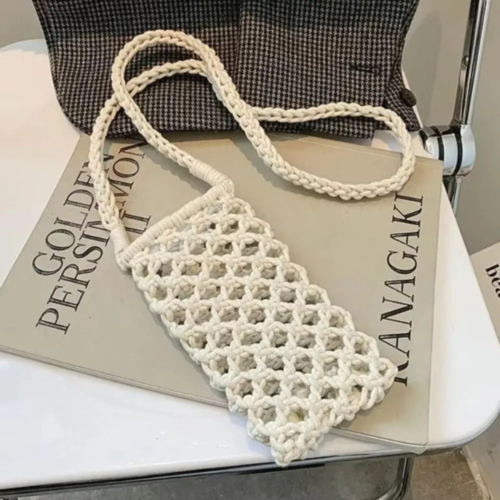 Hollow Out Woven Crochet Phone Crossbody Bag