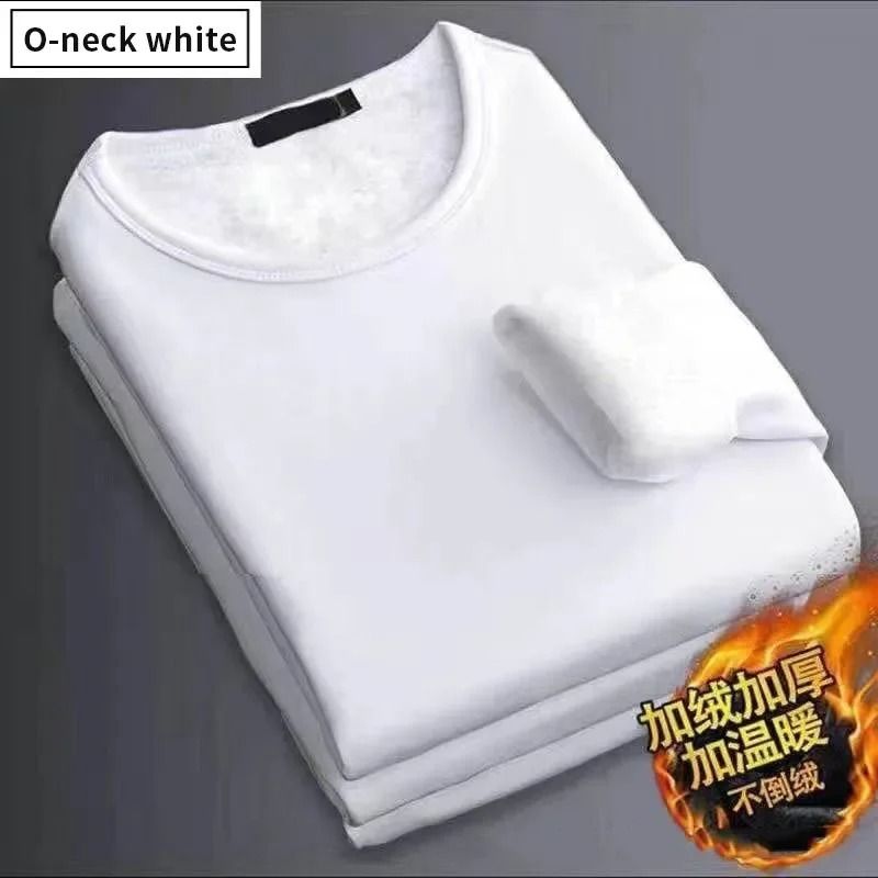 Men Plush Thermal Long Sleeve T Shirt Plus Velvet Fleece Lined Winter Base Layer Top