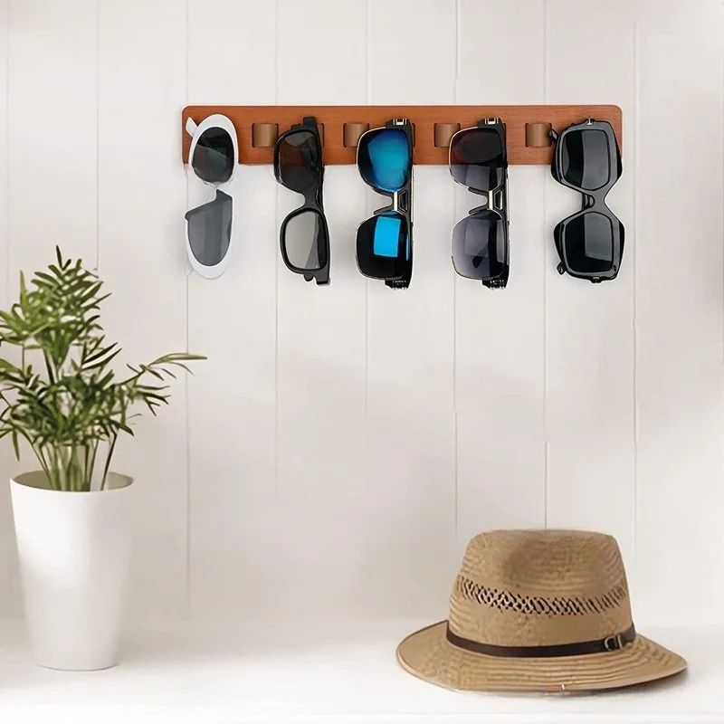 Wooden Wall Mounted Eyeglass Storage Rack Sunglasses Holder