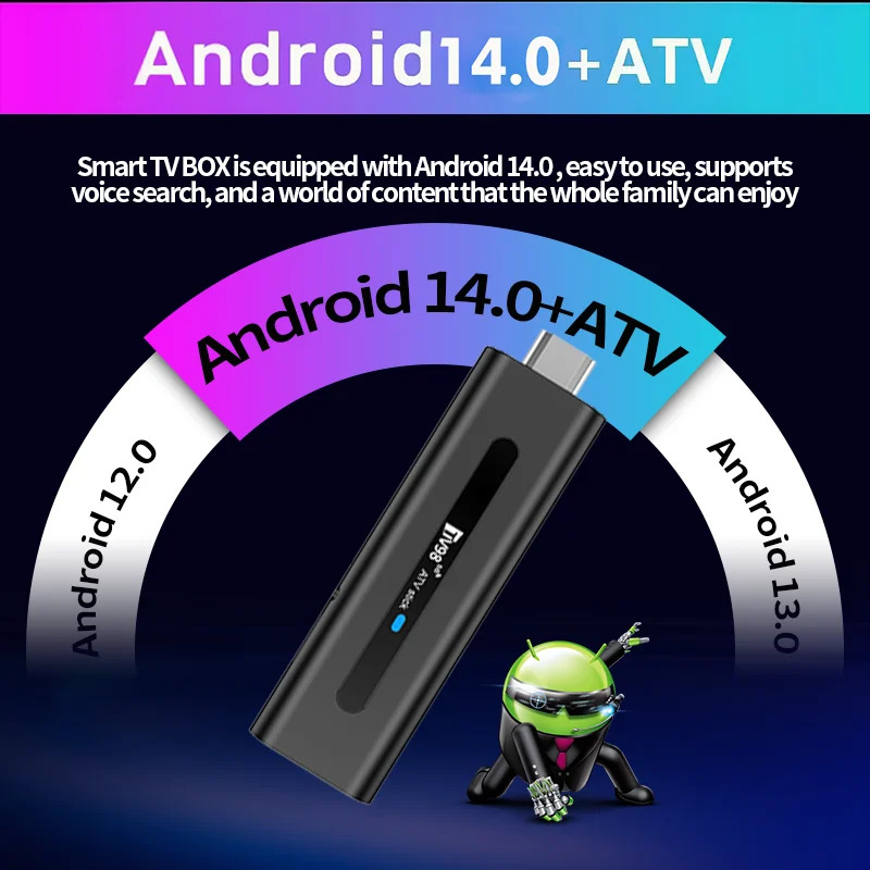 TV98 8K Android TV Stick with Dual WiFi6 and Voice Remote Streaming Player