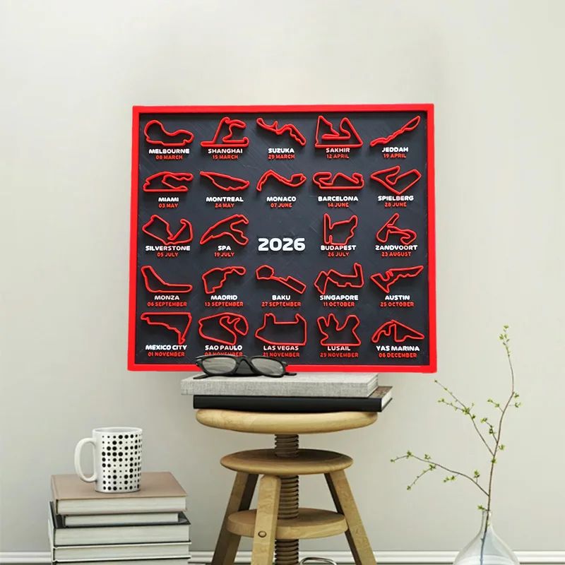 2026 Formula 1 Racing Map Poster Modern Circuit Wall Art for Home and Office Decor