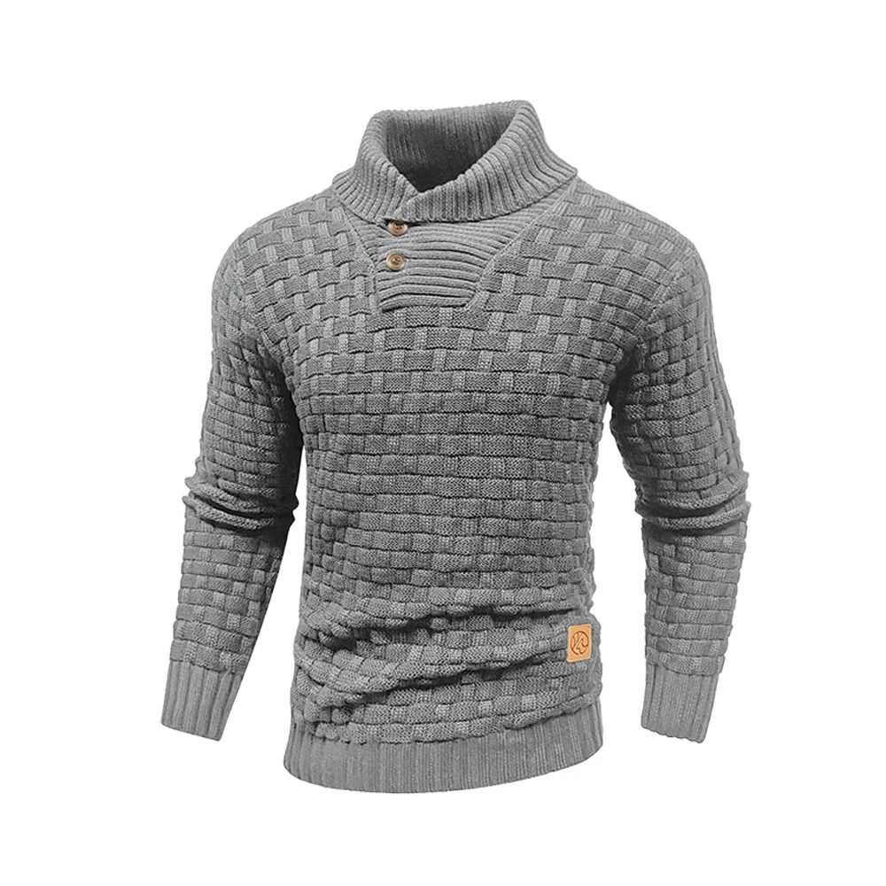 Mens Casual Knit Sweater Crew Neck Warm Ribbed Pullover