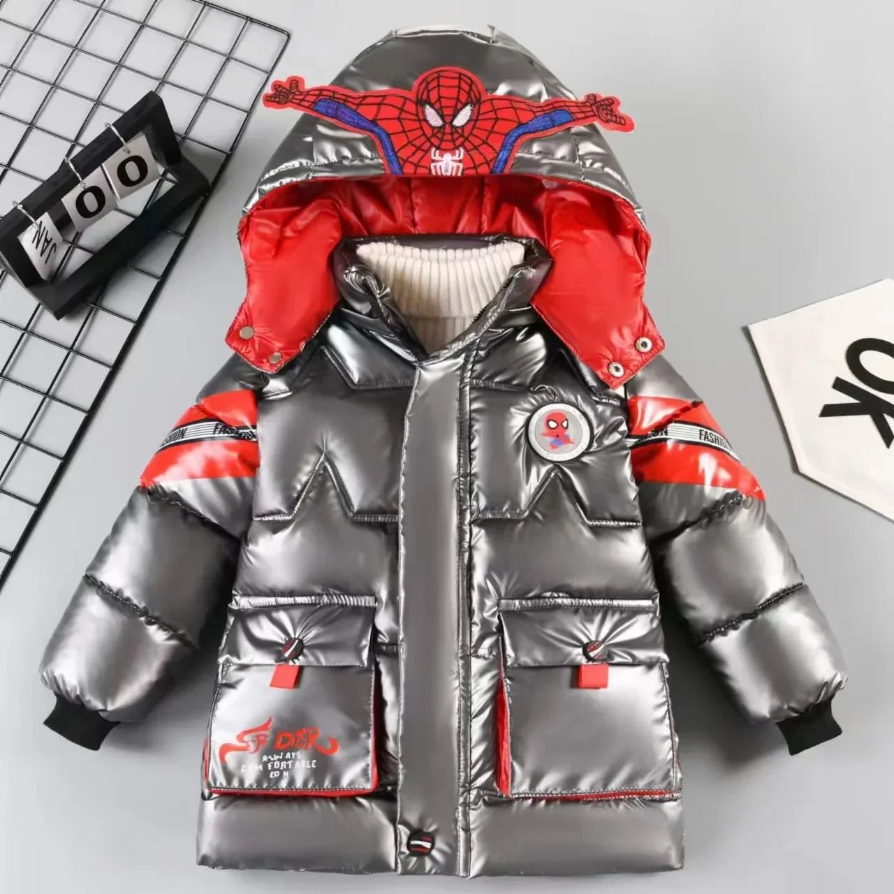Spider-Man Kids Winter Jacket Hooded Puffer Parka for Toddlers and Boys