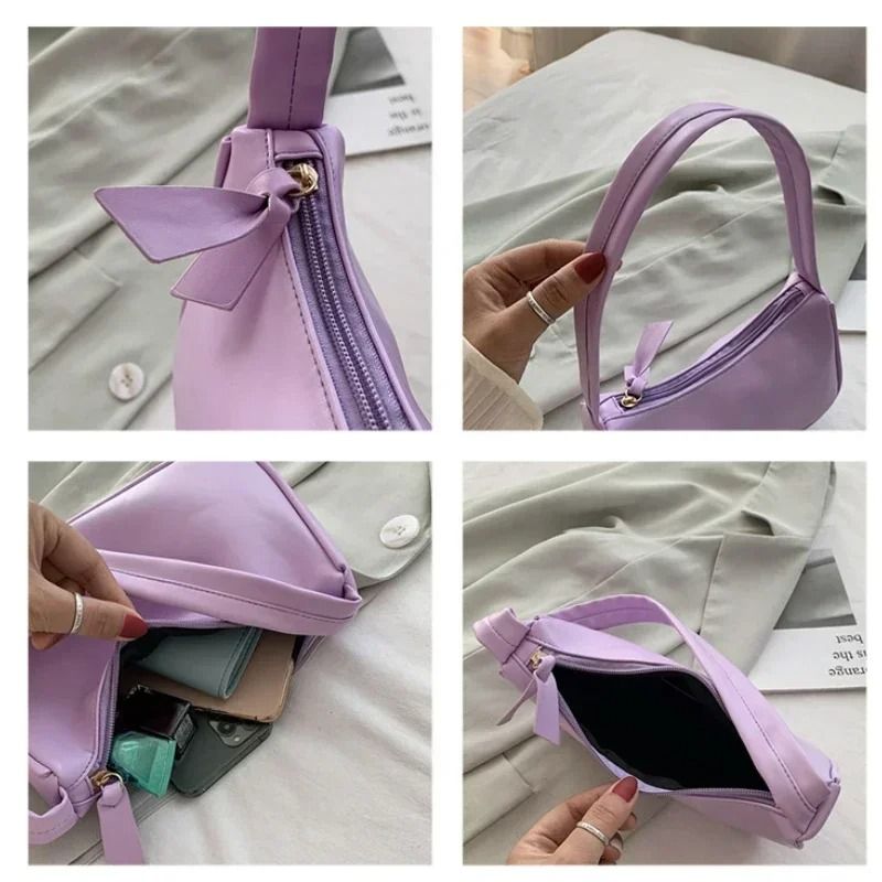 Retro PU Leather Womens Underarm Shoulder Handbag Casual Top Handle Bag