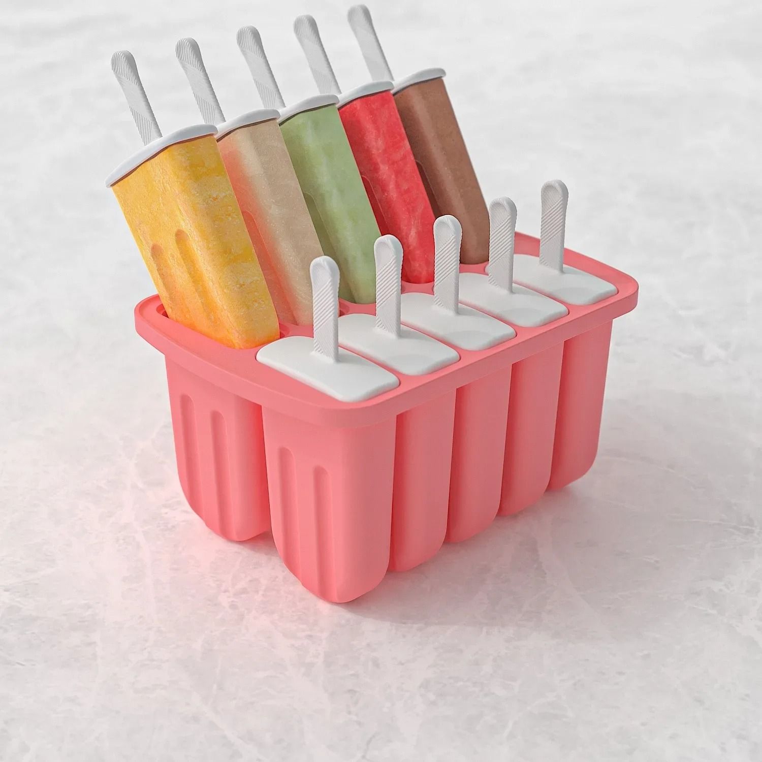 Silicone Popsicle Molds with 10 Large Ice Pop Cavities