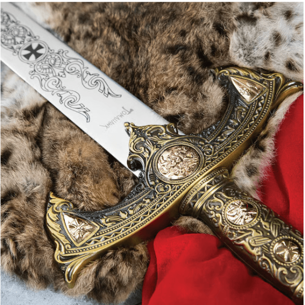44 Inch Long Sword Legends In Steel Knights Templar with Wall Display Plaque – Medieval Replica