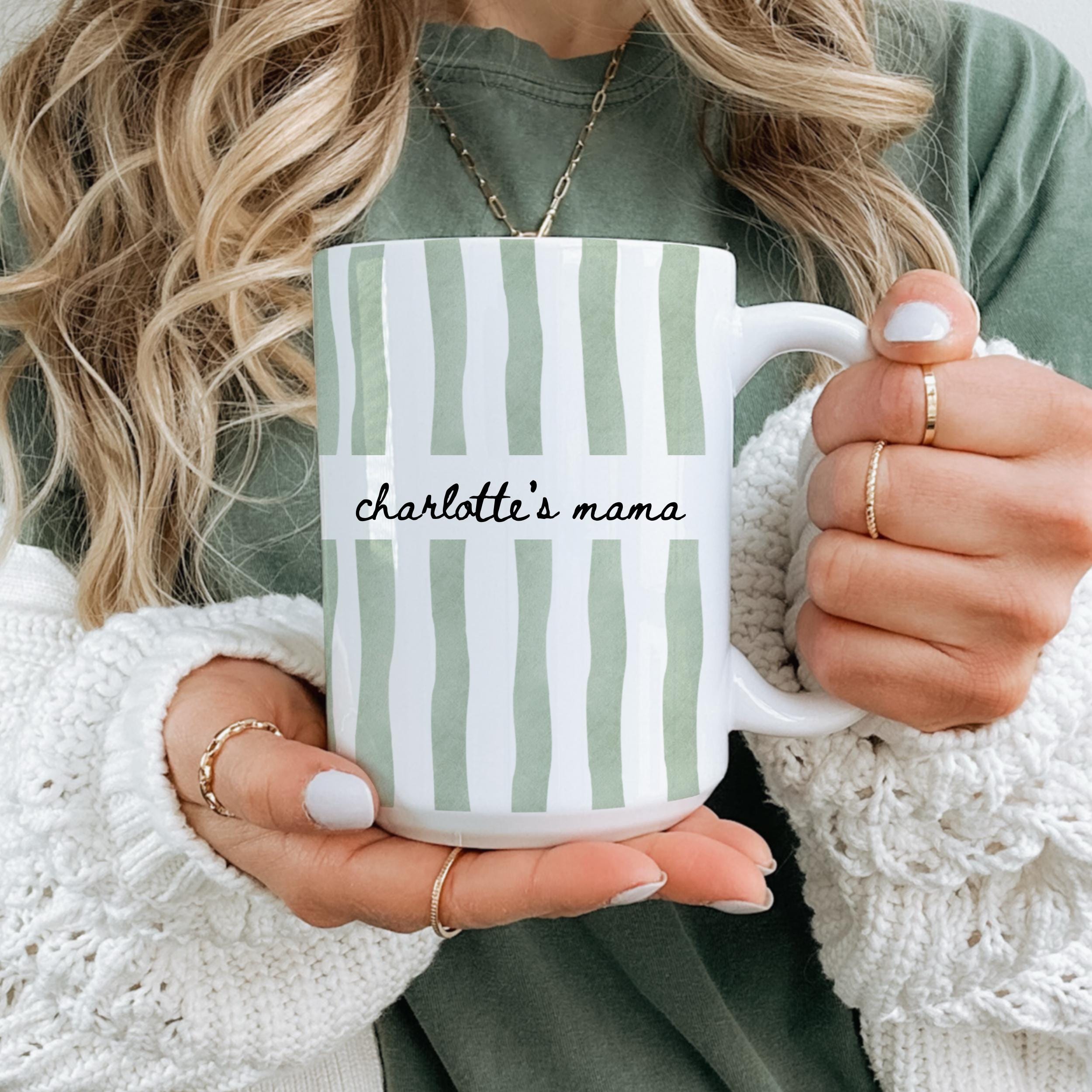 Personalized Mama Mug Custom Name Coffee Cup Cute Minimalist Mom Gift Ceramic Mug