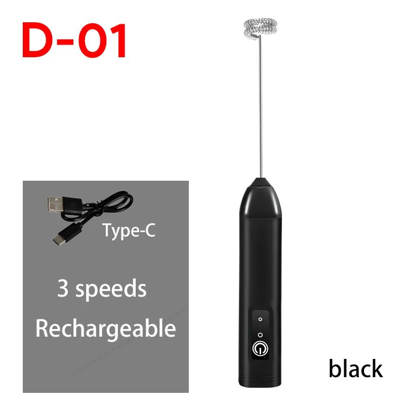 Rechargeable 3-Speed Electric Milk Frother & Egg Beater – Handheld Coffee Foam Maker