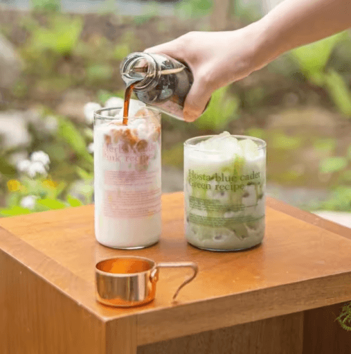 Korean Style Glass Tumbler with English Letter Design Heat Resistant Clear Coffee and Tea Mug