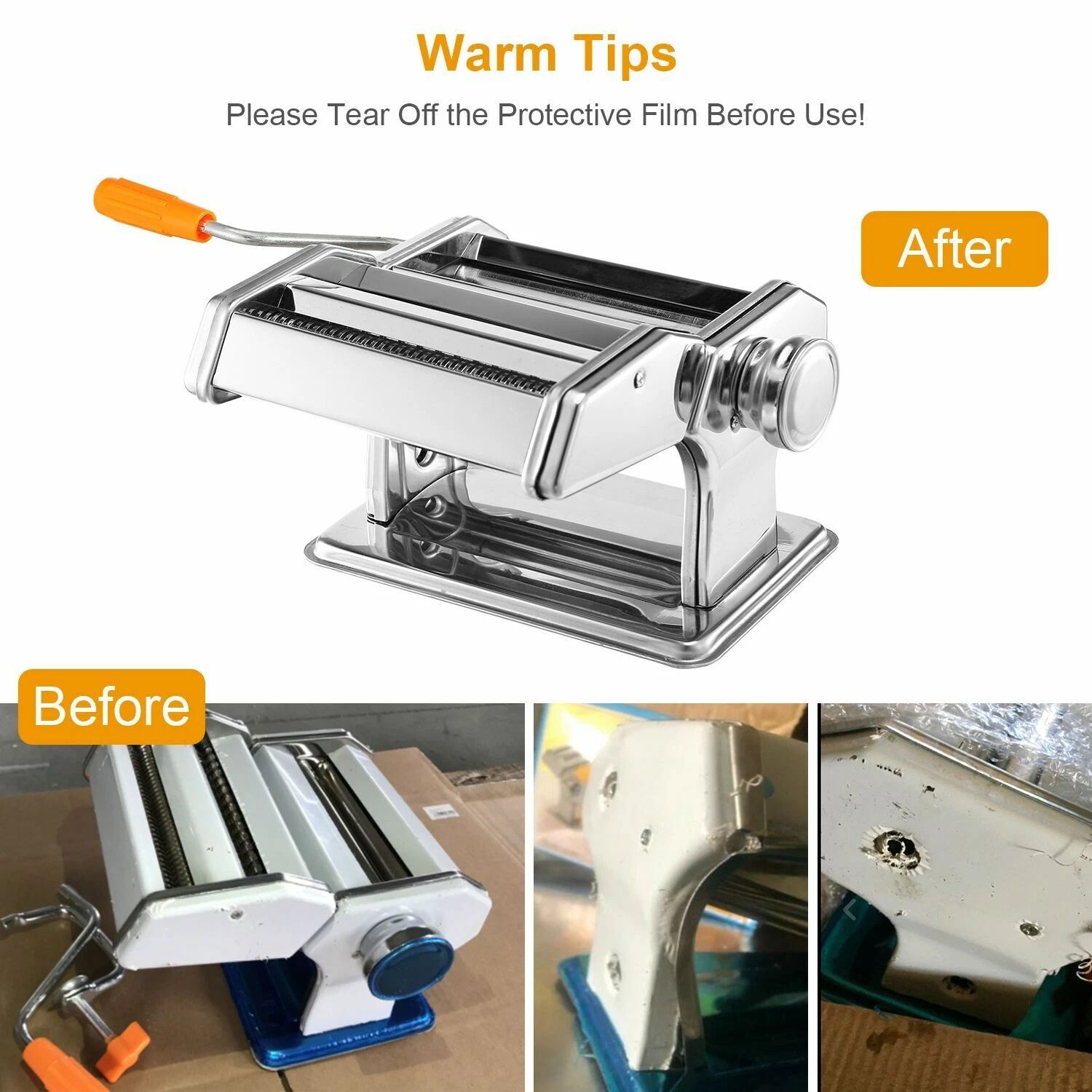 Stainless Steel Pasta Noodle Maker Roller & Cutter Manual Hand Crank for Fresh Homemade Pasta