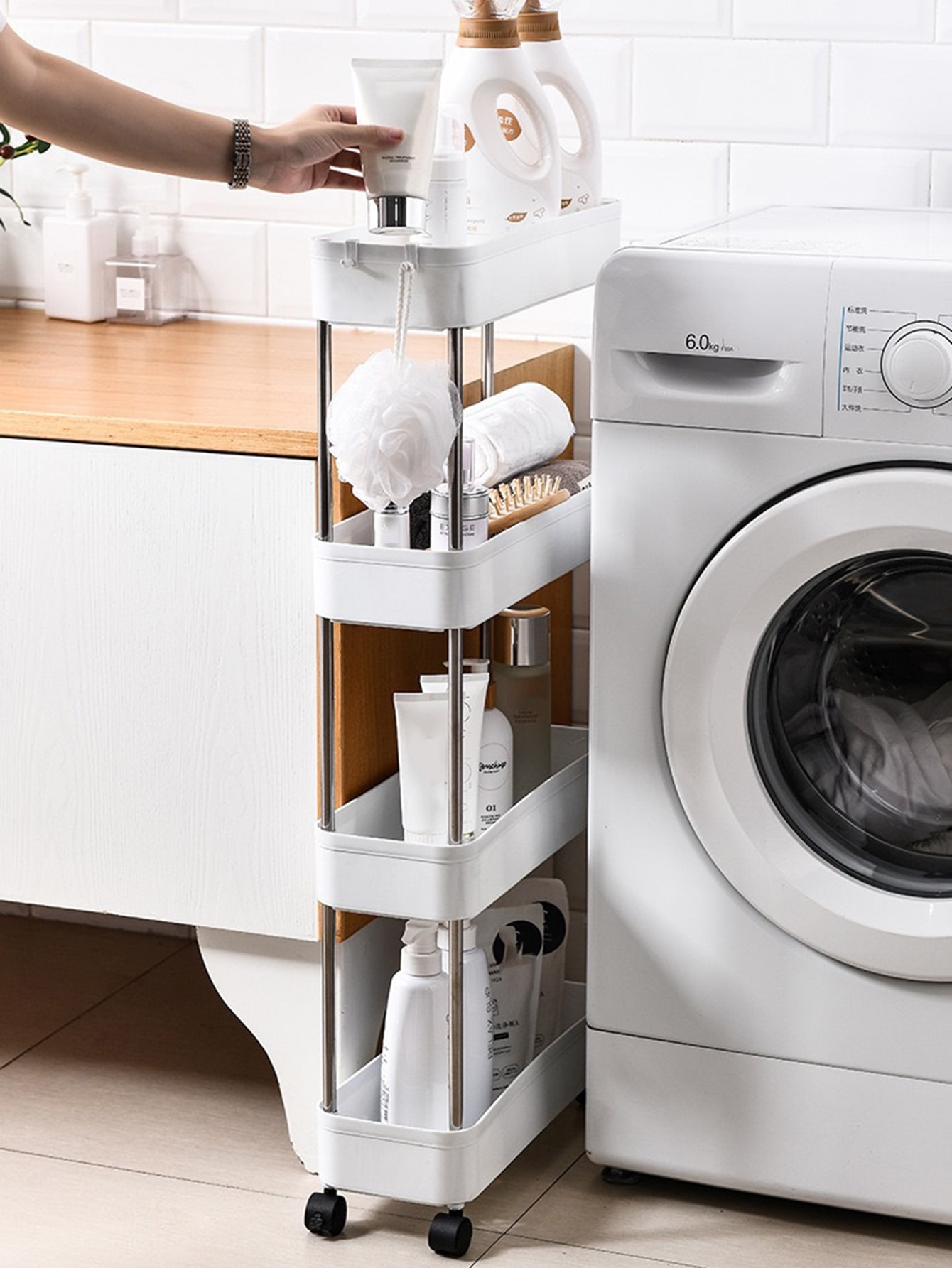 Rolling Utility Cart Movable Gap Storage Rack for Kitchen, Bathroom & Living Room