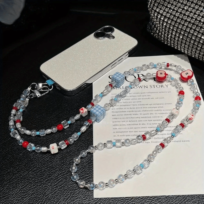 Cute Strawberry Beaded Crossbody Phone Charm Strap