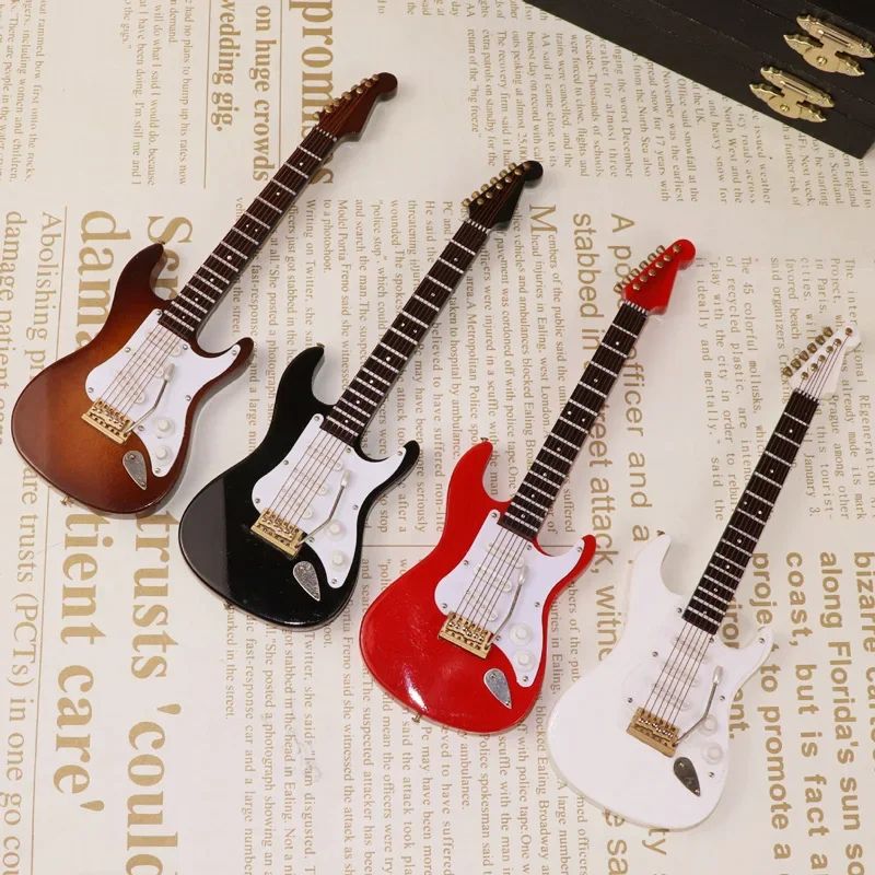 Mini Wooden Guitar Model Decorative Instrument Collectible Music Lover Gift