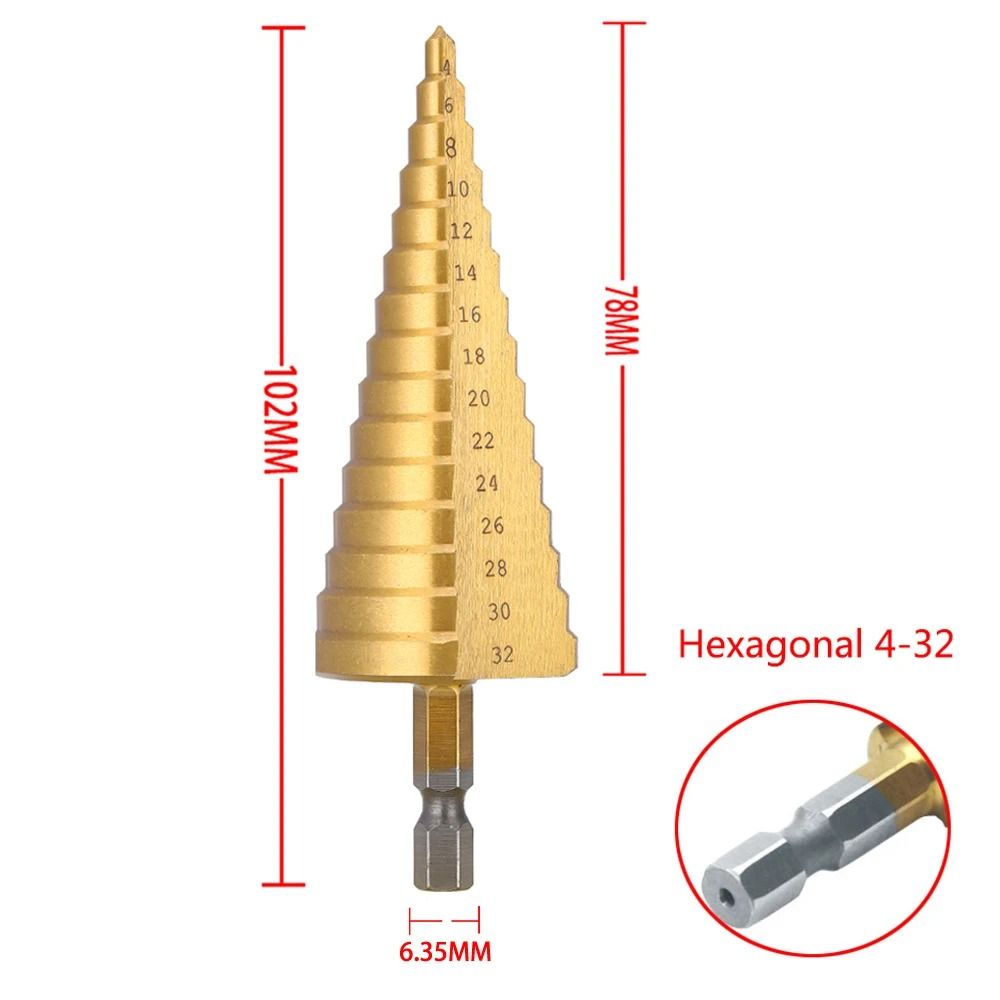 HSS Titanium Coated Step Drill Bit High-Speed Steel Cone Tool