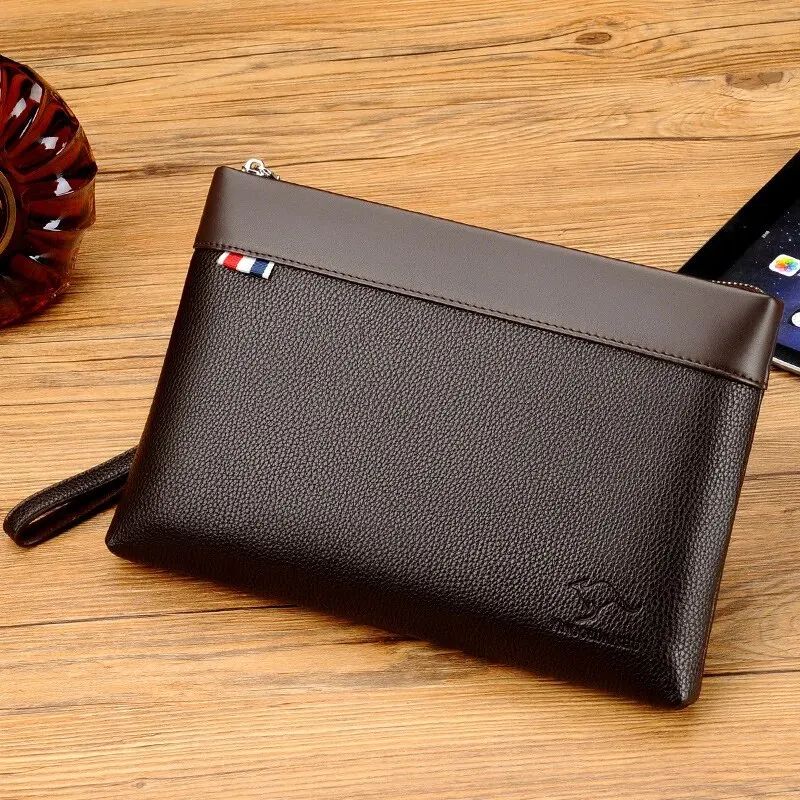 Premium Large Capacity Mens Leather Clutch Bag – Luxury Designer Wallet Pouch