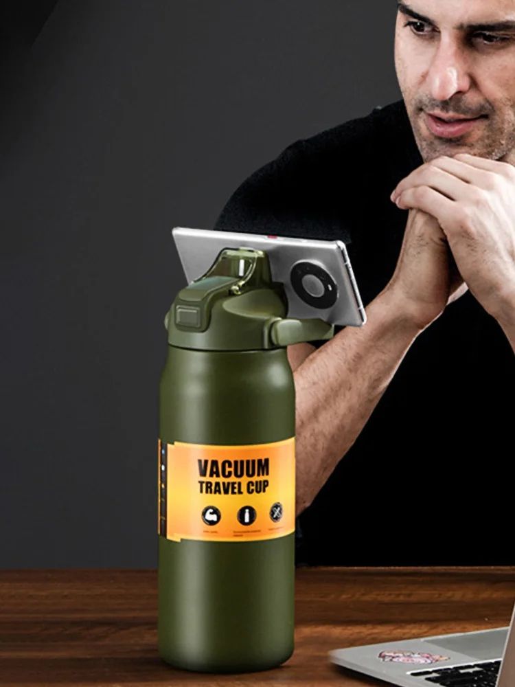 304 Stainless Steel Vacuum Insulated Tumbler with Straw Large Capacity Thermos Bottle