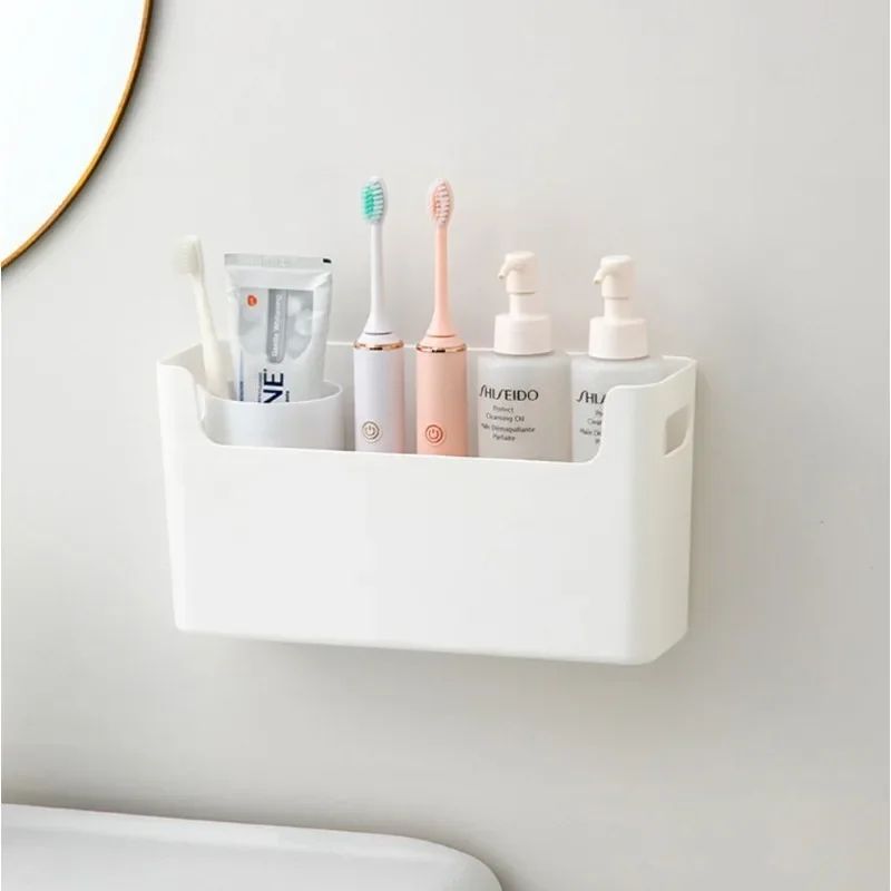 Wall Mounted Cabinet Door Organizer Rack with Cling Film Holder and Drain Shelf
