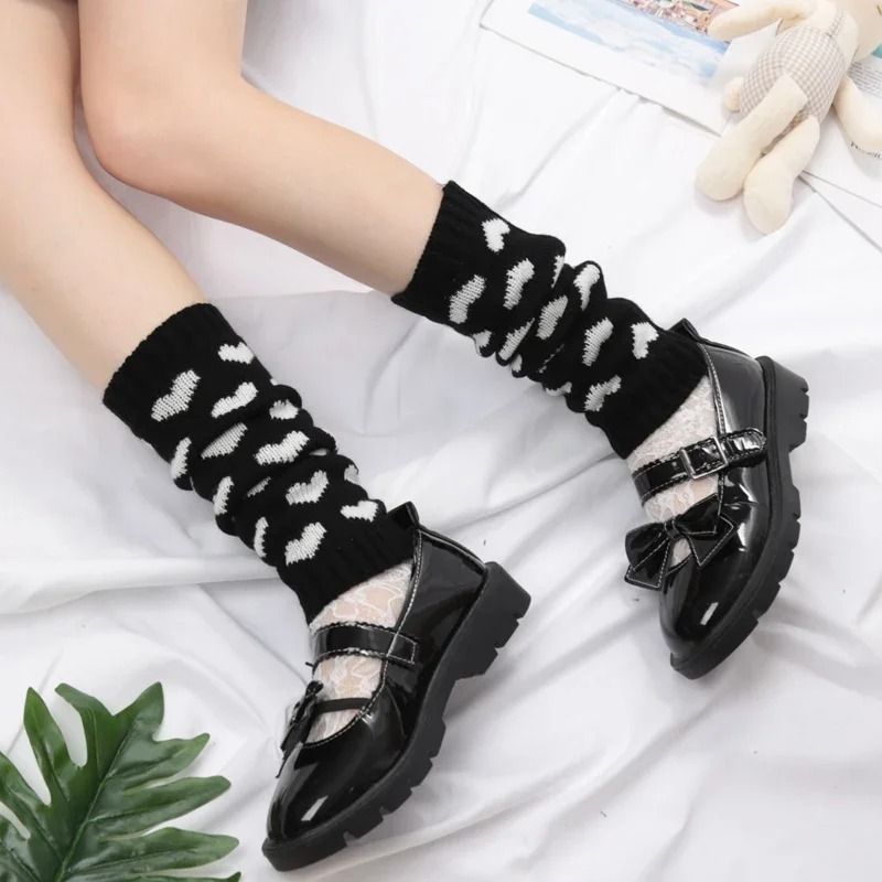 Y2K Heart Motif Japanese Lolita Leg Warmers