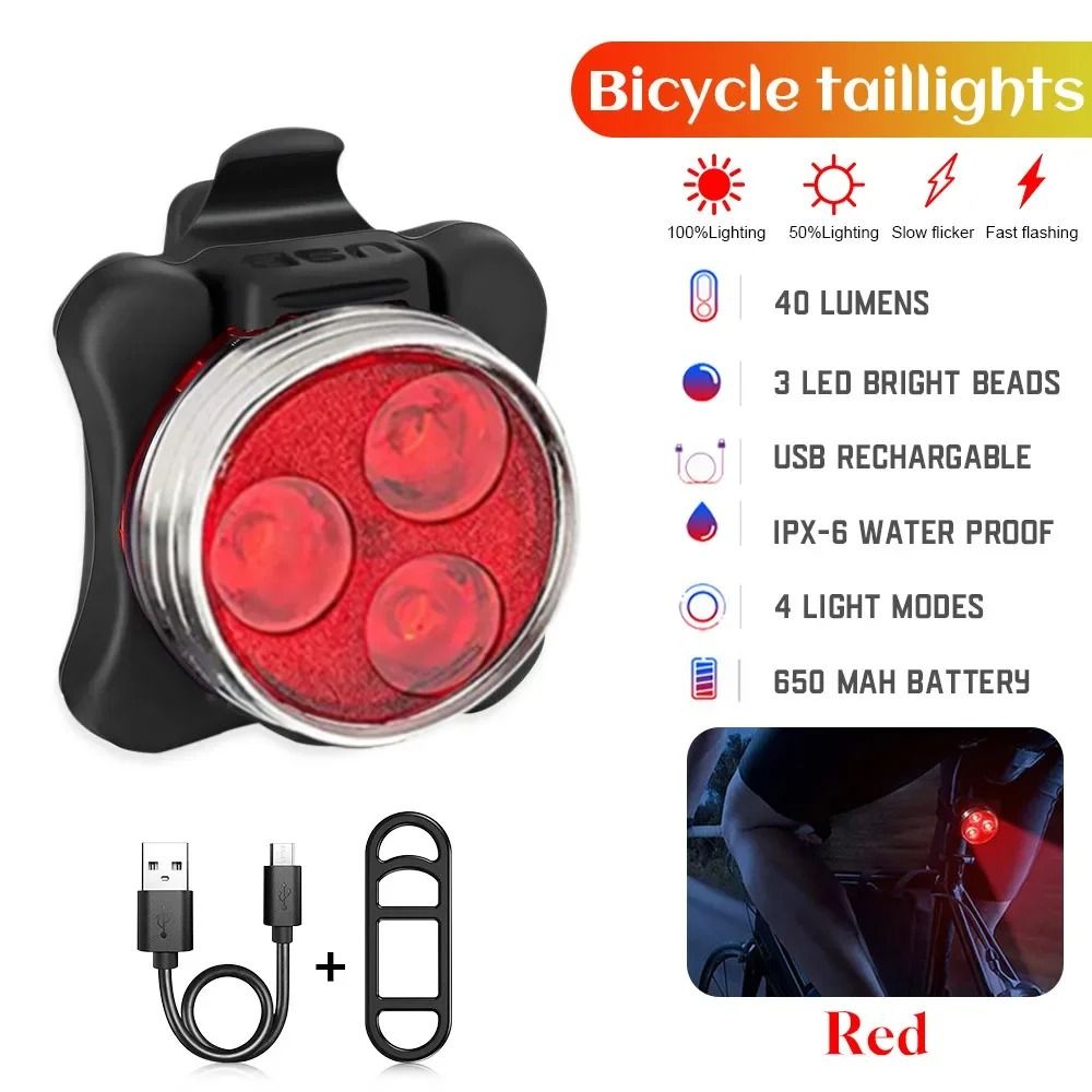 USB Rechargeable LED Bike Light Set Front and Rear Waterproof Cycling Safety Light