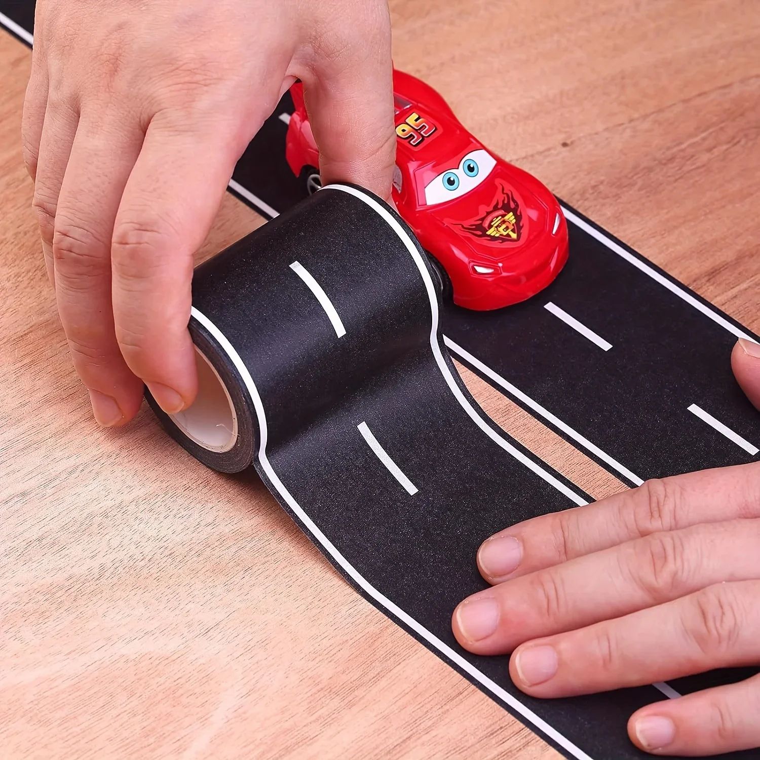 Reusable Road Track Tape for Kids Playrooms and Race Car Party Decorations