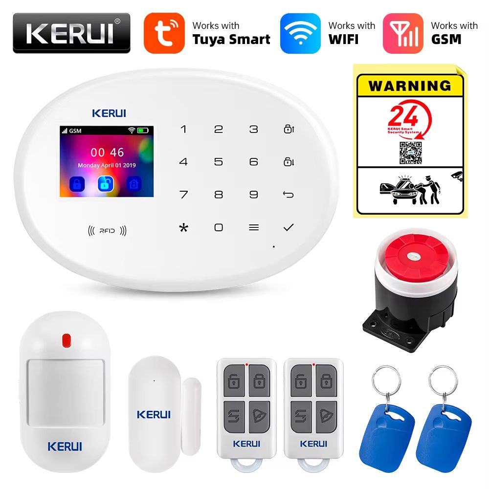 Tuya Smart 4.3-Inch WiFi + GSM Home Security Alarm System with Temperature Display