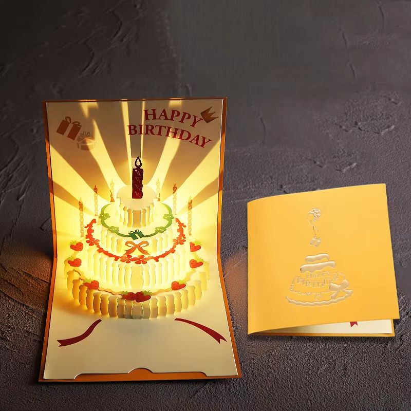 3D Pop-Up Musical Greeting Card – Birthday & Wedding LED Gift Card with Envelope