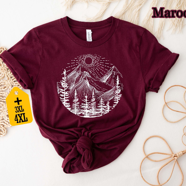 Retro Mountain Sunset Shirt | Aesthetic Hiking & Wanderlust Outdoor Nature Tee