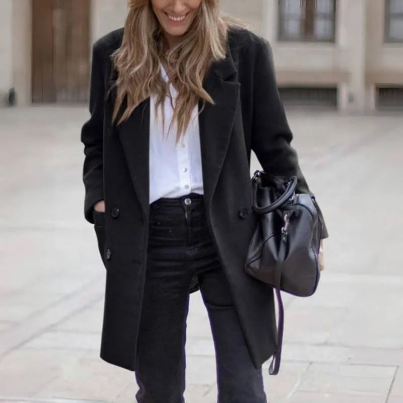 Double-Breasted Winter Wool Blend Coat
