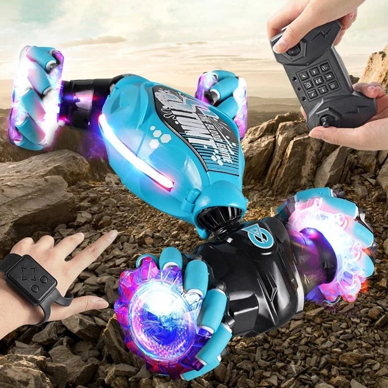 4WD RC Drift Car with Music LED Lights Gesture Remote Spray Stunt Car