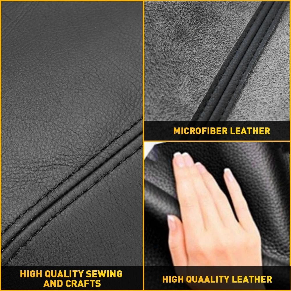 Stone Black Leather Center Console Lid Armrest Cover, Microfiber Leather, Waterproof, Durable