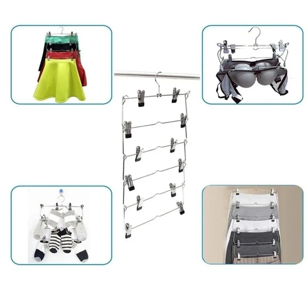 Foldable Multi-Layer Pants Hanger Rack Anti-Slip Seamless Closet Organizer for Trousers, Skirts & Wardrobe Storage