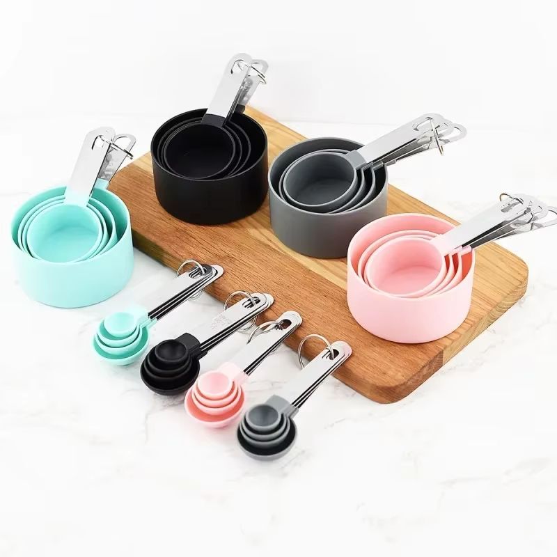 Precision 8-Piece Stainless Steel Measuring Cups & Spoons Set with Scale – Accurate Baking & Cooking Tool