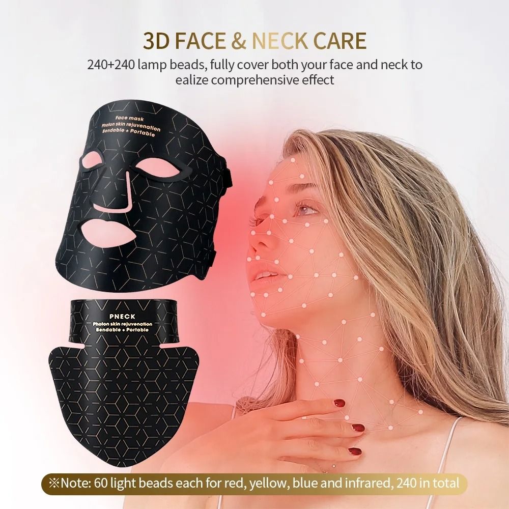 3D Silicone Face and Neck LED Phototherapy Mask