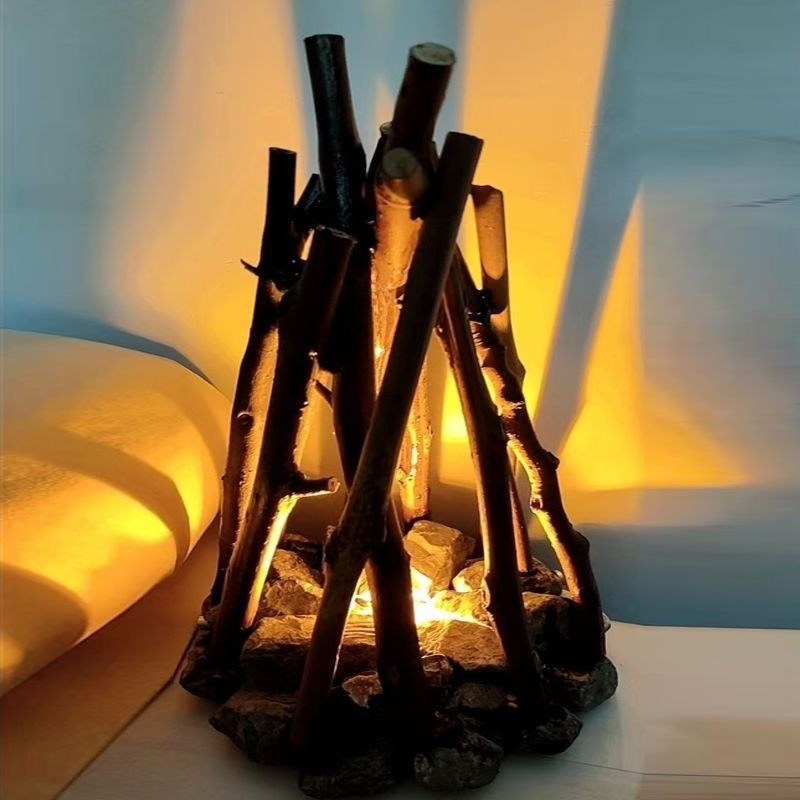 Original Ecological Stone Retro Night Light, Handmade Tree Branch LED Ambient Light, Bar Counter Decoration