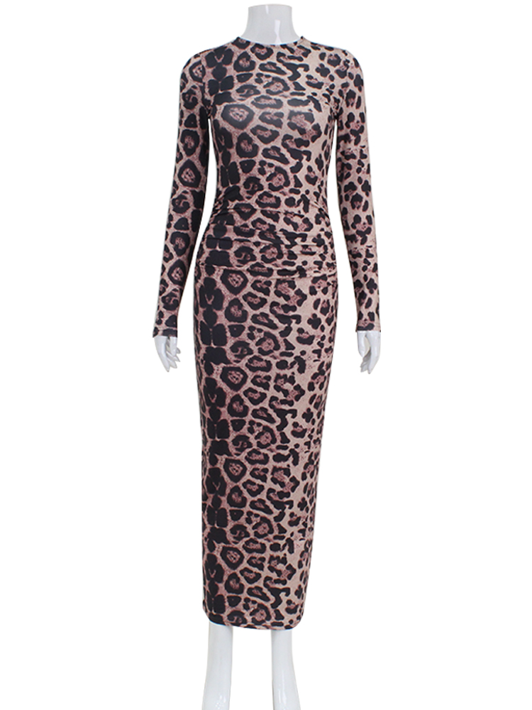 Fashion Leopard Bodycon Sheath, Slim Female Bodycon Robes Vestidos
