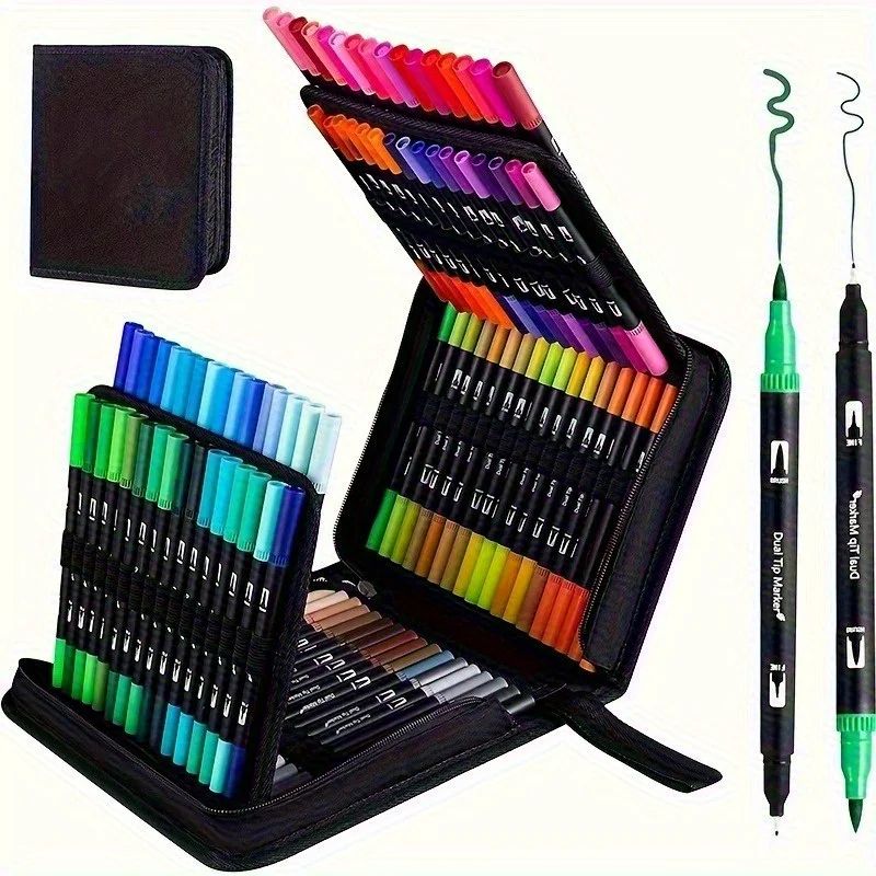 Dual Tip Brush Pens for Smooth Coloring, Lettering, and Clean Detail Lines