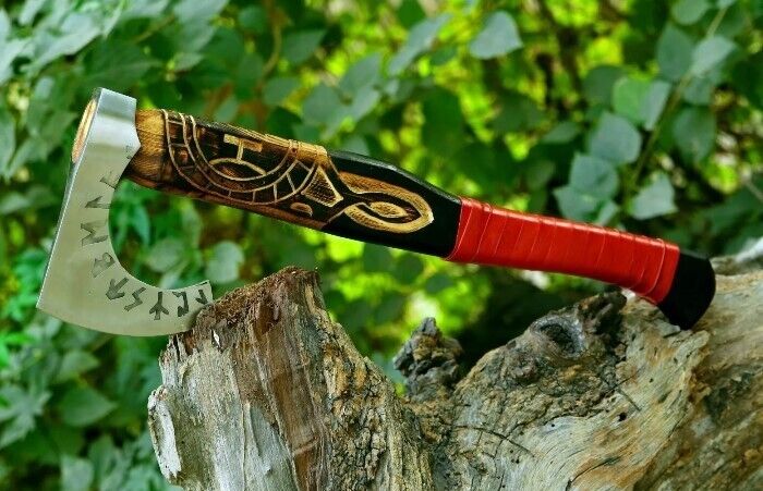 Hand-Forged Carbon Steel Tactical Axe | 18 Inch Heavy-Duty Survival Hatchet with Sharp Edge