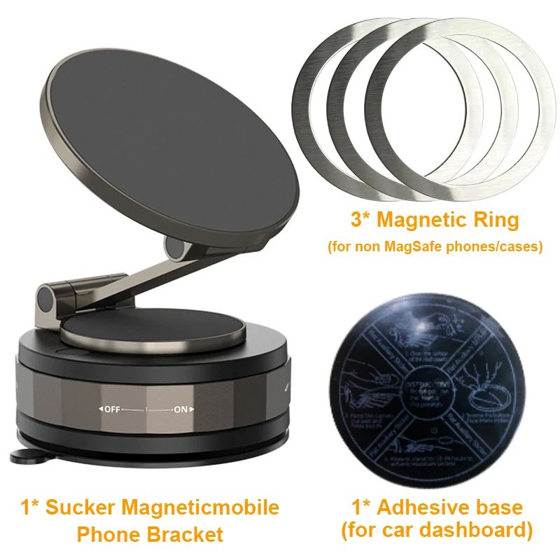 360 Degree Vacuum Magnetic Car Phone Holder Universal Suction Mount