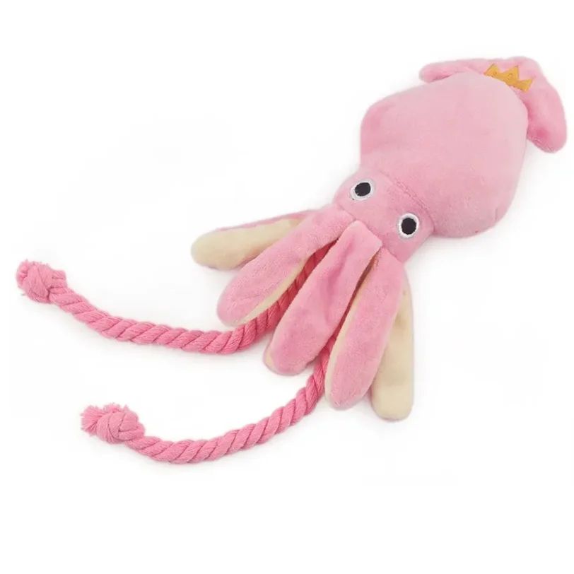 Pink Squid Puppy Chew Rope Plush Toy
