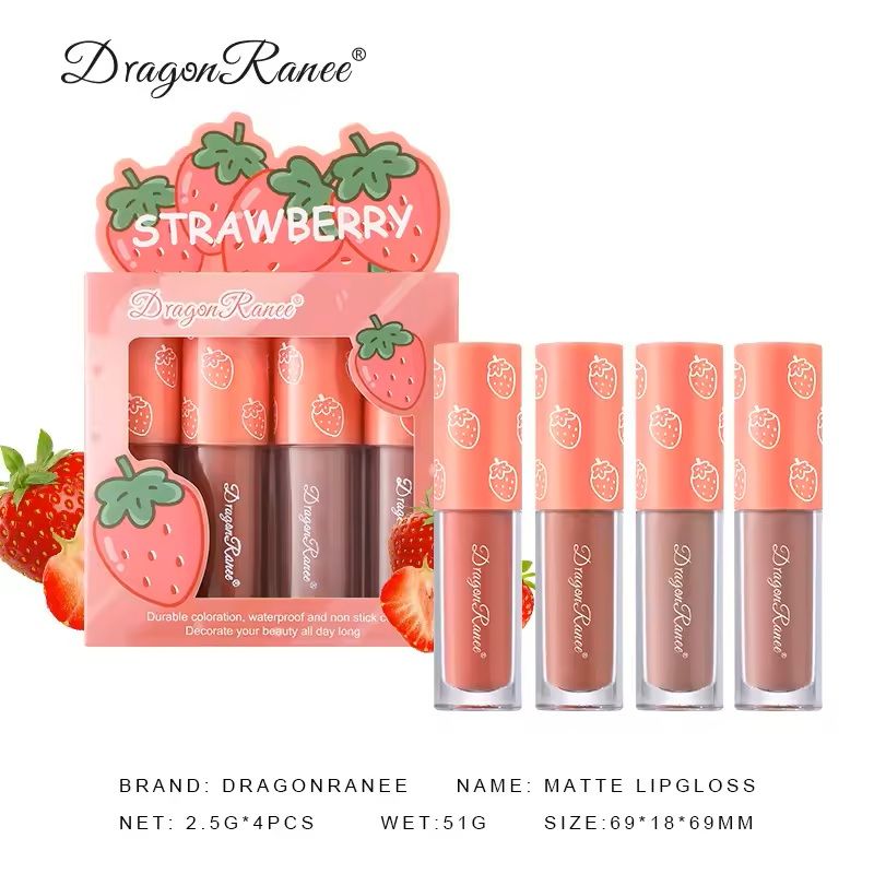 4-Piece Mini Velvet Matte Lip Gloss Set Long-Lasting Lightweight Lip Tint