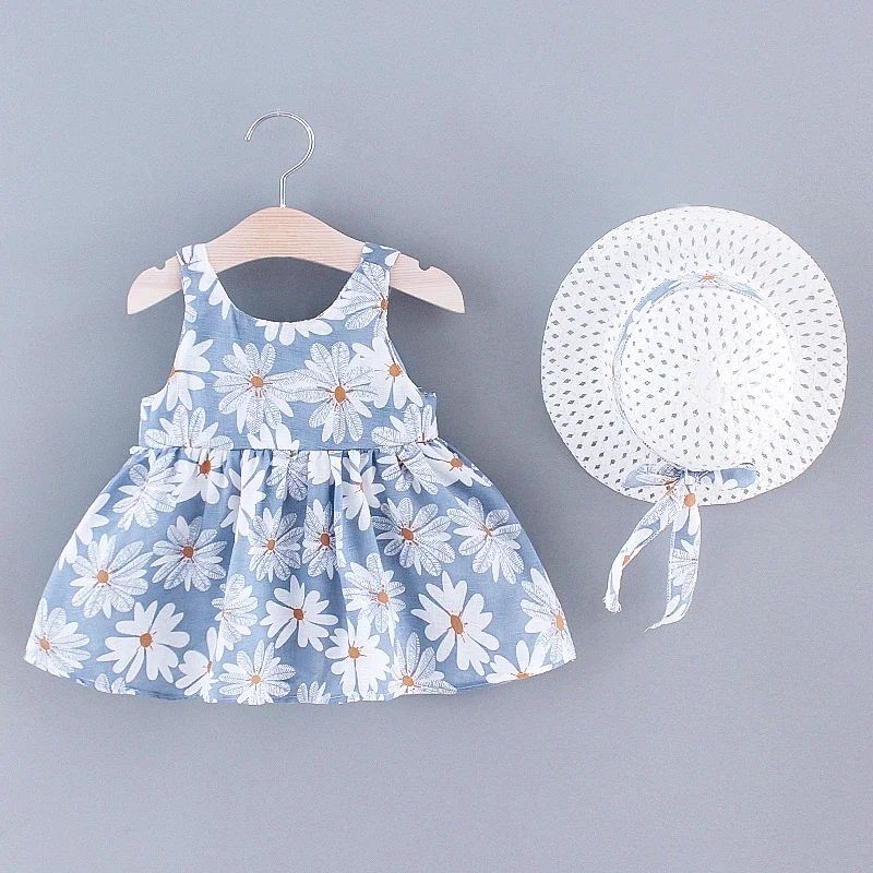 Floral Princess Toddler Summer Dress with Bow for Baby Girls