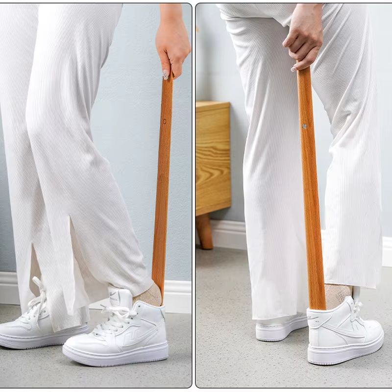 ElegantReach 55 cm Wooden Long-Handle Magnetic Shoehorn – Premium Wall-Mount Shoe Spoon for Effortless Shoe Wear
