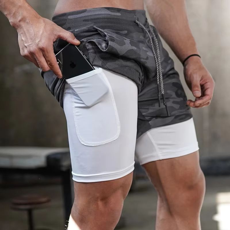 Men's Camo Quick-Dry 2-in-1 Running and Gym Shorts