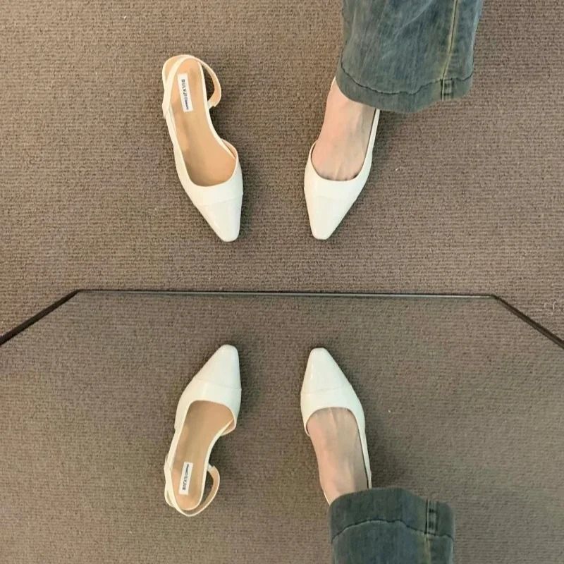LuxeLine Pointed Toe Low Heel Summer Sandals
